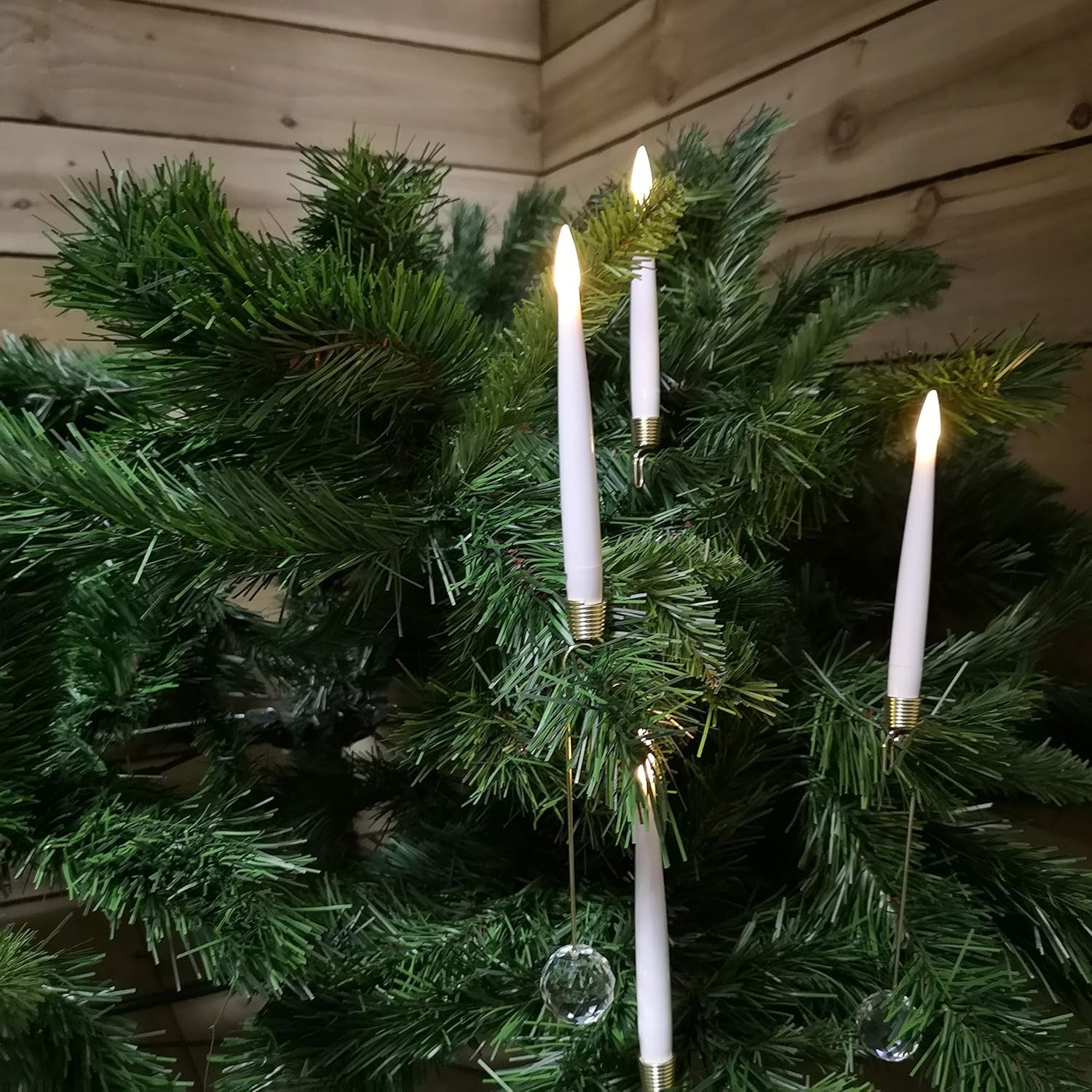 Premier Candele a gravità a batteria, set di 10 candele a LED bianco caldo da appendere con cristalli effetto vetro ponderato, telecomando, uso interno