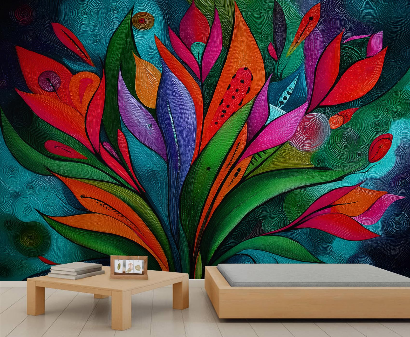 Papier peint jungle tropicale multicolore decoratif haut de gamme 500x350