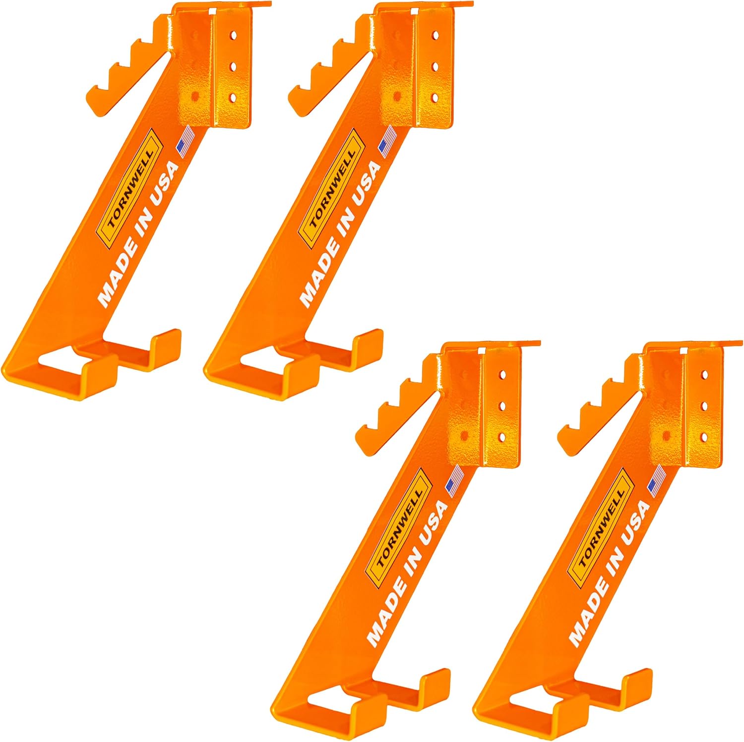 4 in 1 Chainsaw Holder 10" - Heavy Duty Chainsaw Wall Mount, 1/8 Steel Chain Saw Hanger for Garage Organization, Hefty Rack Storage Organizer for Chainsaw Accessories and Tools, Made in America,