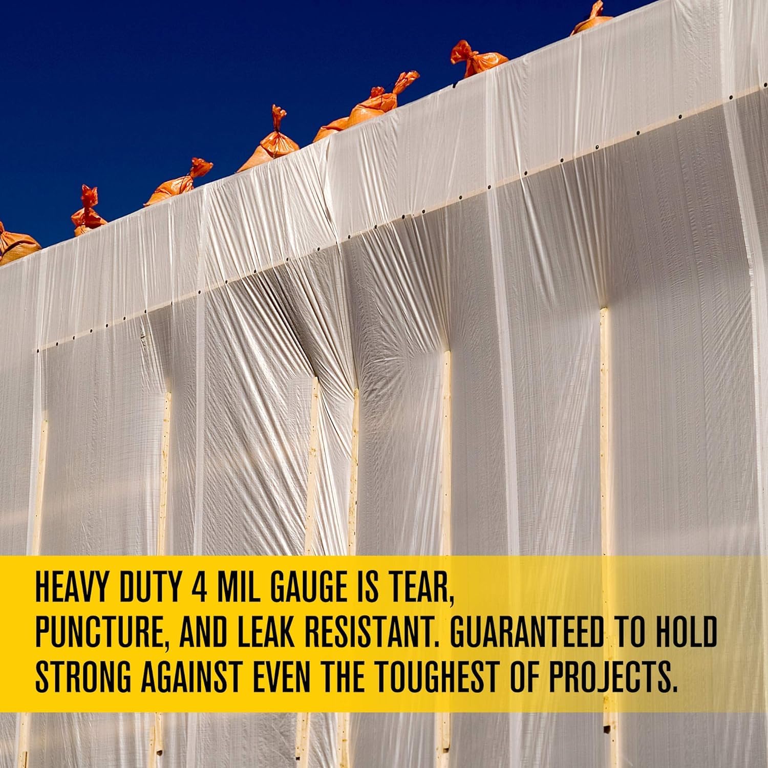 Aluf Plastics Clear All Purpose Poly Sheeting, Extra Strong, 4 mil, 20' x 100'