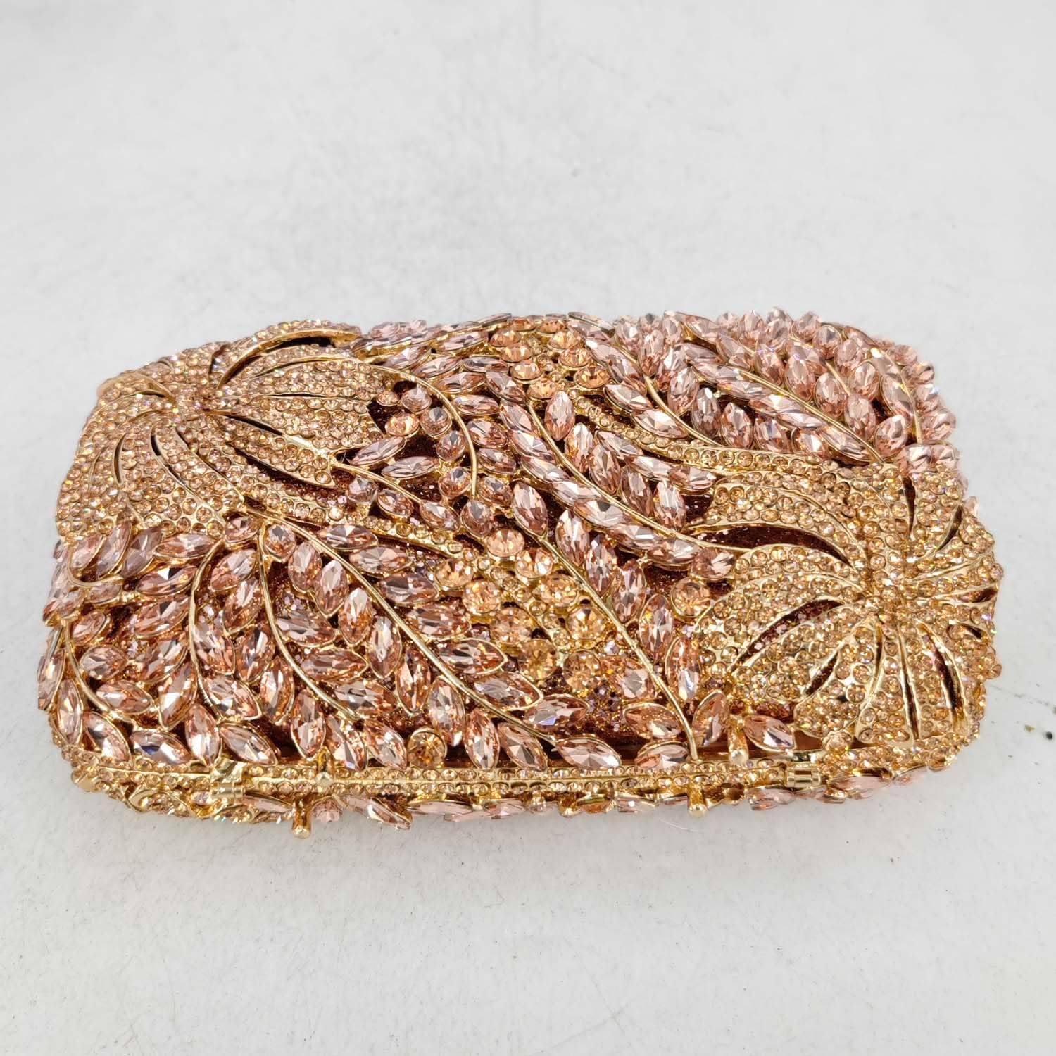 Boutique De FGG Flower Evening Bags Formal Party Floral Crystal Clutch Handbags Bridal Wedding Rhinestone Clutch Purses,Mini - Image 6