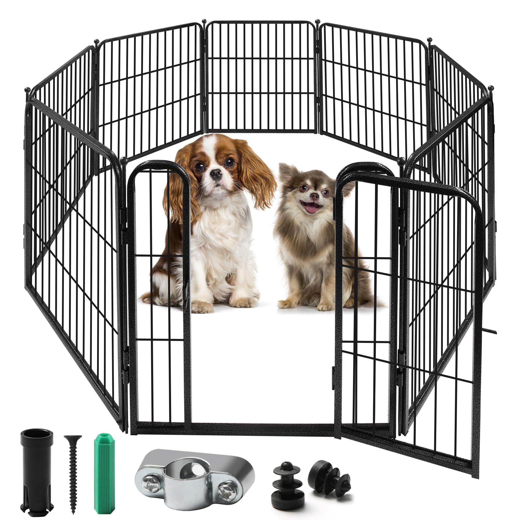 Snapklik.com : Dog Playpen Indoor, 24" Height 8 Panels Metal Dog Fence