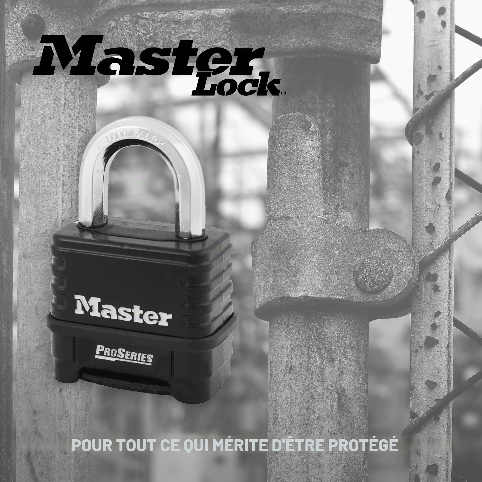 Master Lock Cadenas rectangulaire en acier trempé blindé, serrure de haute sécurité, idéal pour les unités de stockage, abris de jardin, garages, clôtures et plus encore