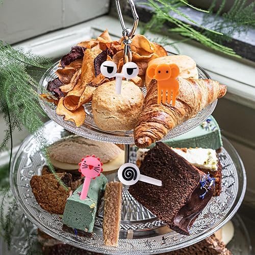 Miniatura 5 de 40 tenedores de frutas para alimentos, púas de plástico para niños, mini ojos, lindos animales, elefantes, león, cerdo, panda, palillos de dientes