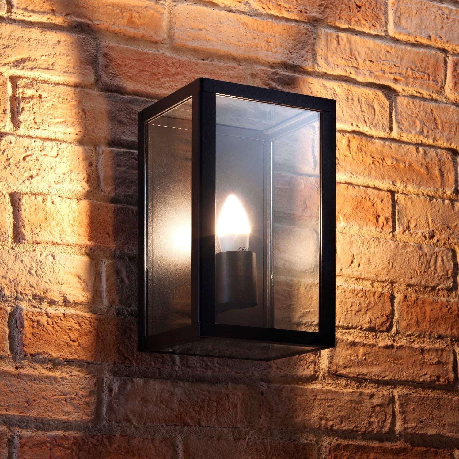 Auraglow Glass Box Wall Light E27AdstoneWarm White (3000K) from B&Q
