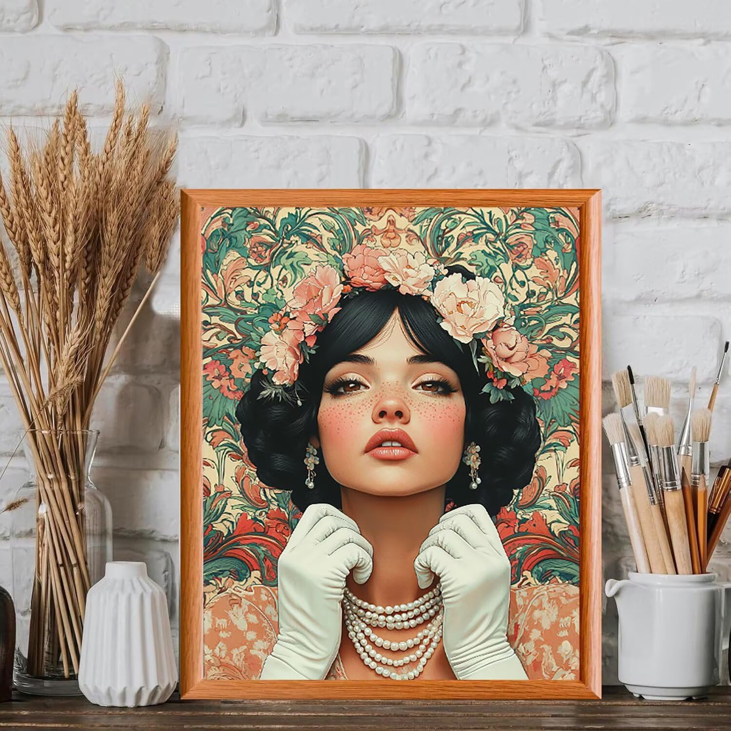 Frau mit Blumen Malen Nach Zahlen Erwachsene Anfänger, 80x100cm c-748 | Handgemalt Ölgemälde Kit für Mädchen Jungen ab 7 8 9 Jahre, Rahmenlos, für die Wanddekoration zu Hause, DIY Acrylmalerei