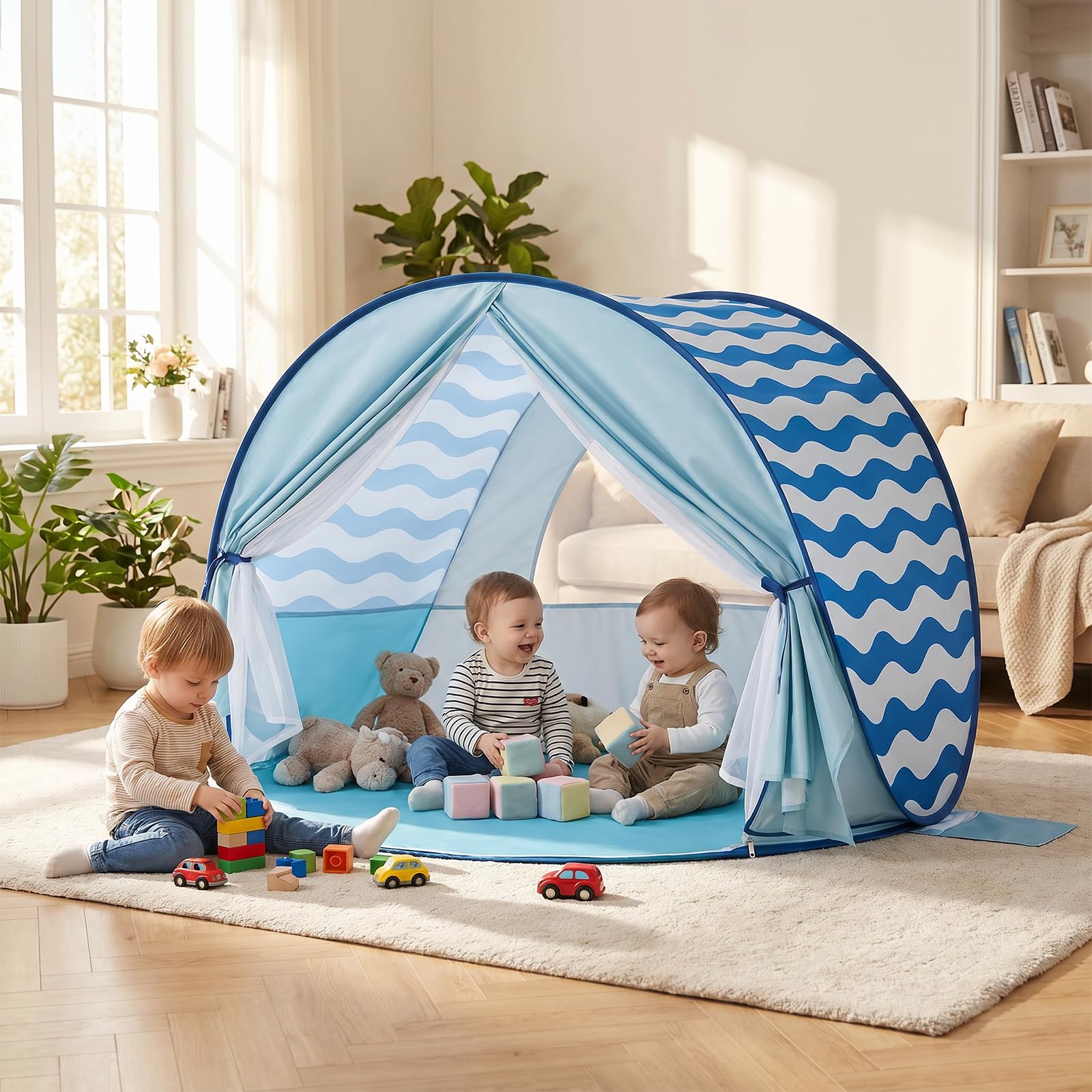 Tente de plage pop-up pour bébé : pare-soleil Apojungle pour tout-petits, protection UV pour garçons et filles, grande tente familiale, abri solaire, auvent coupe-vent pour camping, pique-nique, parc