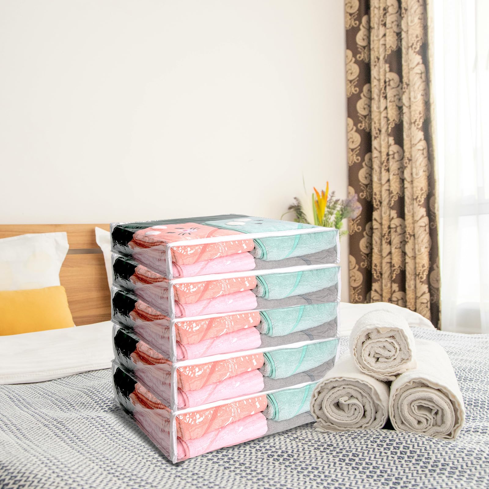 10 bolsas de almacenamiento transparentes con cremallera, bolsas de almacenamiento de plástico con cremallera para ropa, bolsas de almacenamiento organizadoras para mantas, clóset, ropa de cama,