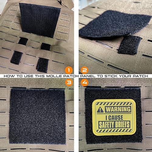 Miniatura 10 de LytHarvest 2 paneles tácticos de gancho y bucle Molle para insignias y parches de insignia, 4 x 4 pulgadas, tablero de exhibición de parches
