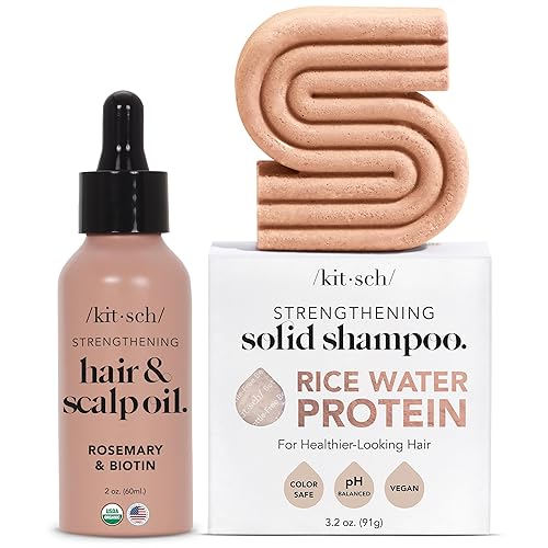 Kitsch Kisch Aceite de romero para cabello y cuero cabelludo y barra de champú de agua de arroz con descuento