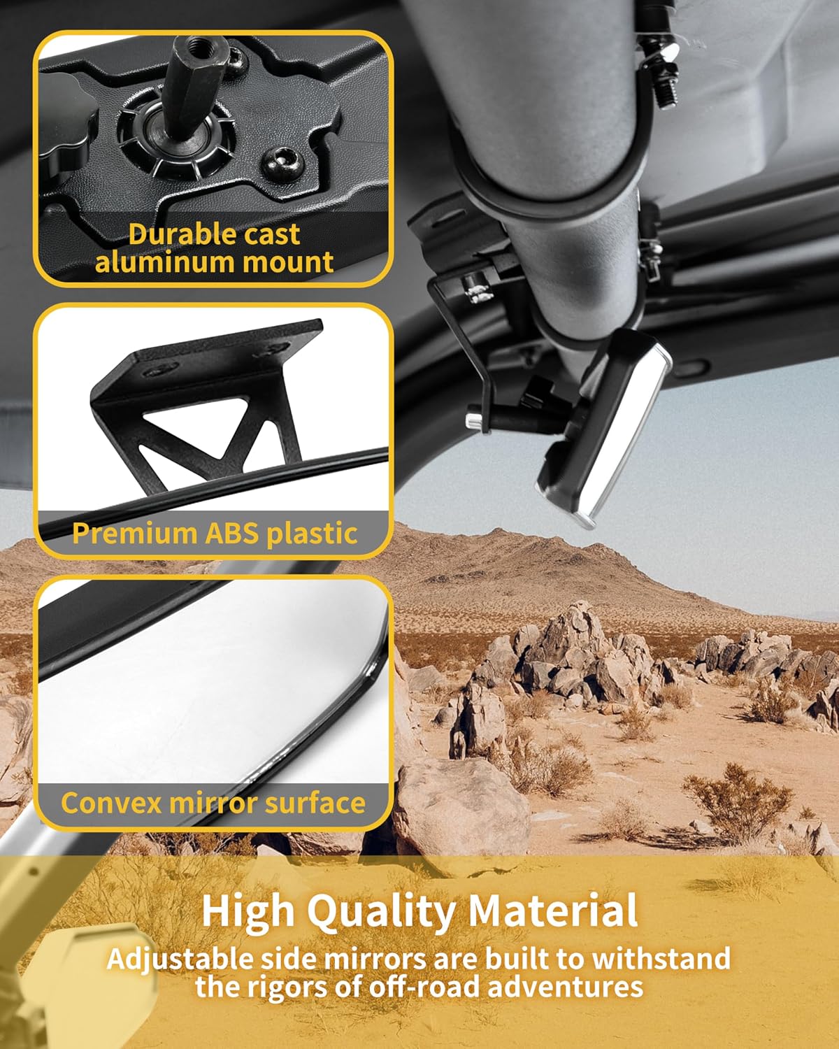 Rearview Center Mirror for Can-am Commander Defender Maverick Trail Sport 2016-2025 Accessories, Adjustable Center Convex Interior Rear View Mirror(Replace #715003638)