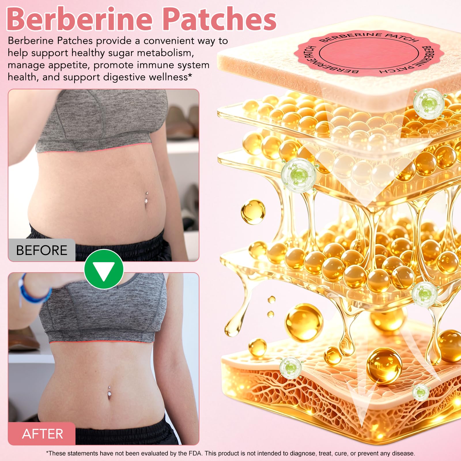VSKZFSRY Adesivos Berberine, Patch Berberine para homens e