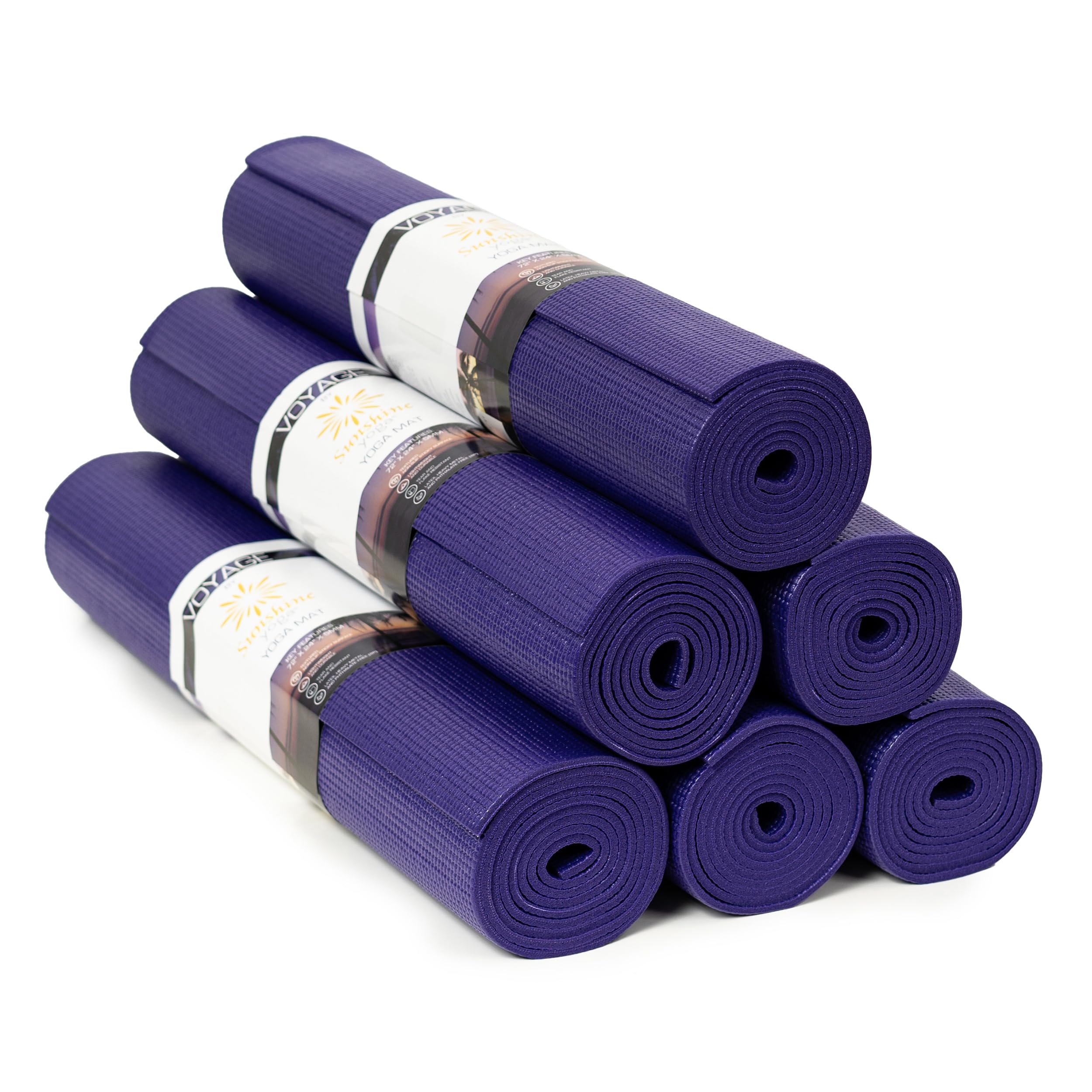Sunshine Yoga Voyage Yoga Mat 6 Pack 72 x 24 Professional Studio and Gym Bulk Yoga Mats 5mm