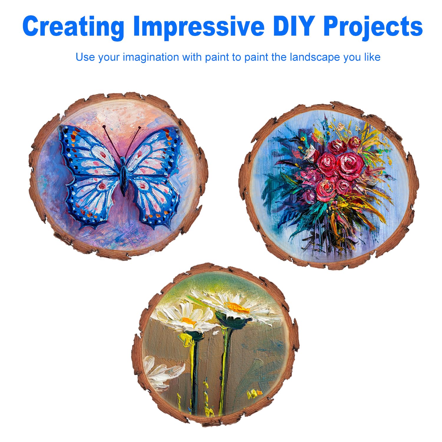 50 PCS 4-4.7 Inch Natural Wood Slices, Unfinished Pine Wood Circles with Barks for Coasters, DIY Crafts, Christmas Rustic Wedding Ornaments and Centerpieces,by GNIEMCKIN.