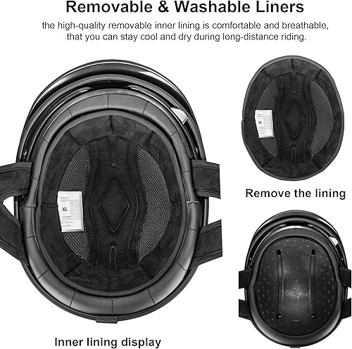 Miniatura 7 de Medio casco de motocicleta con visera para adultos y jóvenes, cascos retro aprobados por DOT para hombres y mujeres, compatibles con ciclomotor,