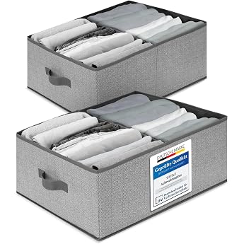 TOPP4u Set of 2 Large Storage Boxes 50 x 40 x 20 cm Wardrobe Boxes