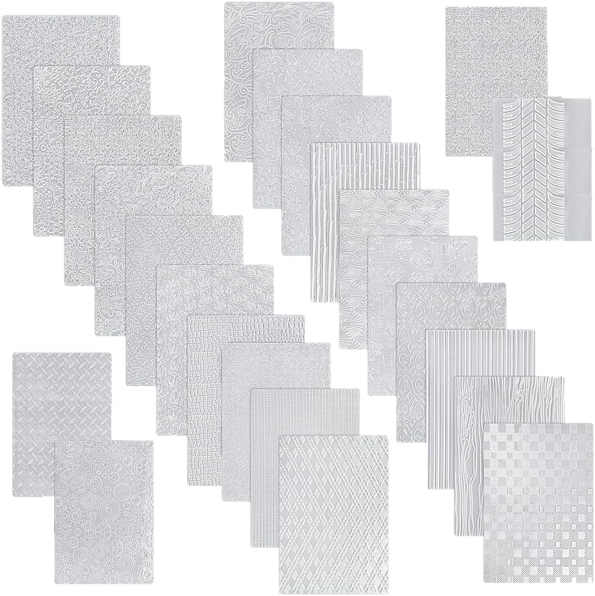 24 Pcs Polymer Clay Texture Sheets Boho Embossing Texture Sheet 17 x 25 Clay Texture Sheets for Pottery Earrings Jewelry Making