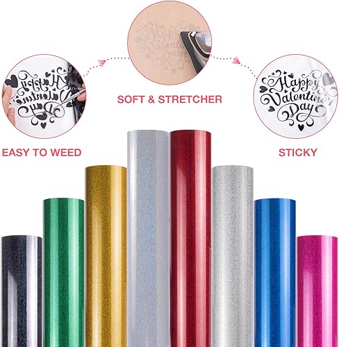 Miniatura 6 de HTVRONT Rollo de vinilo HTV con purpurina verde, 12 x 15 pies, vinilo de transferencia de calor con purpurina verde para camisas, vinilo para