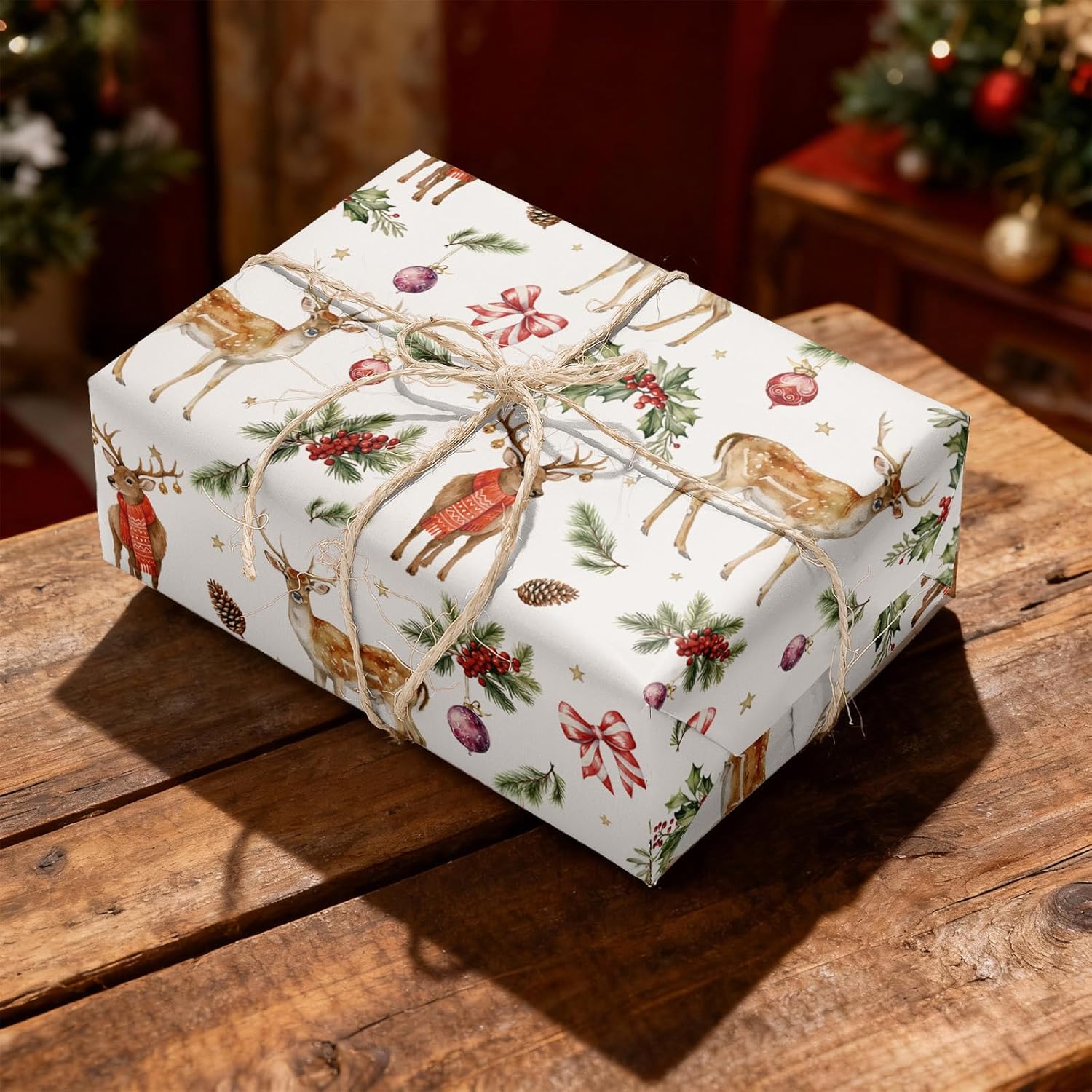 Condition photo showing New/Like New for bbup dual-sided reindeer christmas wrapping paper roll - two sided green holiday gift wrap | large roll merry christmas wrapping paper(green, 17inch x 49.2ft) green 17inch x 49.2ft