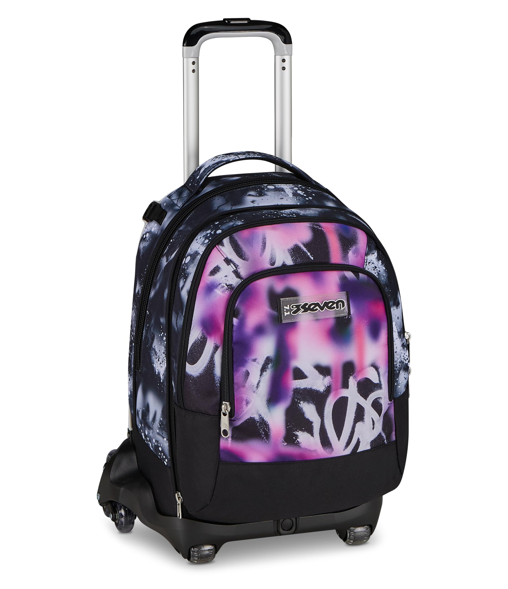 Seven Trolley Scuola Jack 8 Ruote Detach BUZZY NOTE GIRL, Nero, 43 L, Scomponibile, Zainetto staccabile, 4 in 1, Cross-over System, Tasche multifunzione, Scuola elementare e media, Bambina, Ragazza,