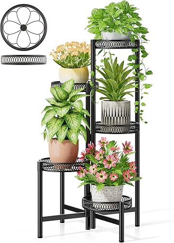 Miniatura 42 de Soporte de plantas de metal de 5 niveles para interiores y exteriores, estante alto de esquina para múltiples plantas, soporte plegable para Flor