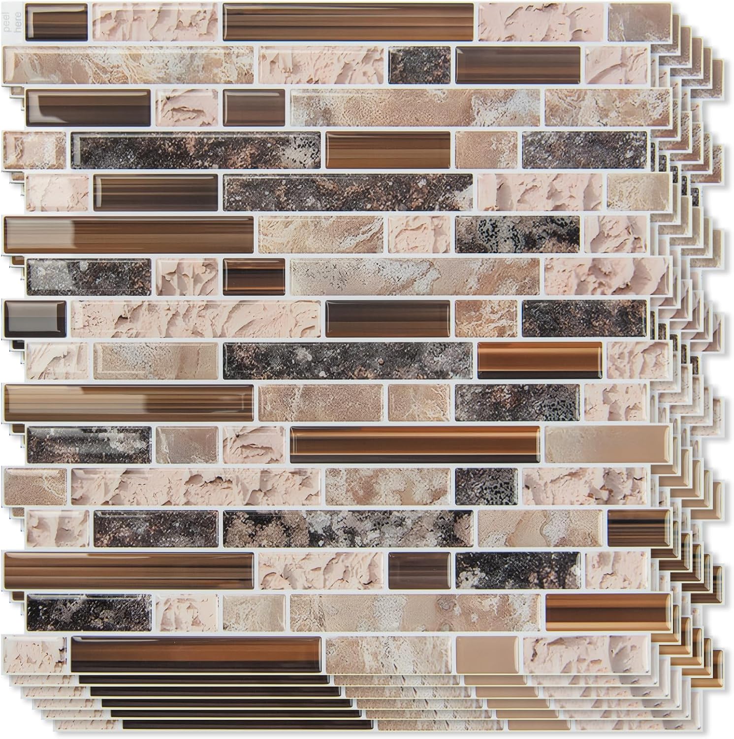 Art3d 10-Sheet Heavy-Duty Peel and Stick Backsplash, Waterproof Wall Tiles Stick on Kitchen Backsplash Living Space, Sandstone