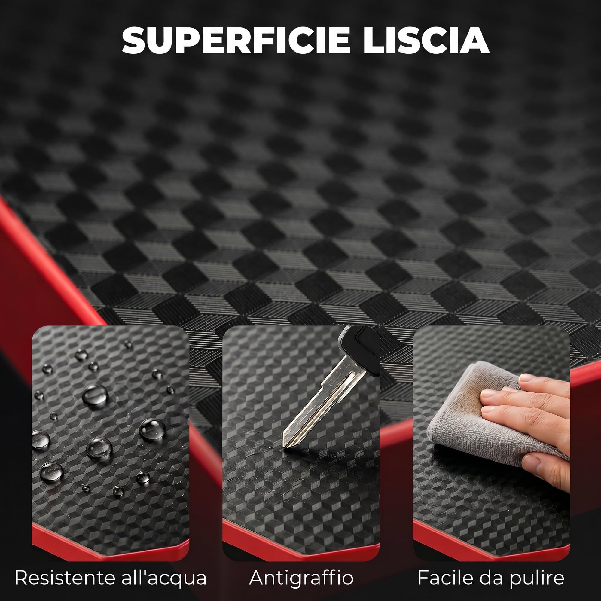 HOMCOM Scrivania Gaming Angolare Tavolo ad L 128x128cm Nero Carbonio | Stazione di Ricarica, Supporto per PC, Gancio per Cuffie, Portabicchieri, Computer Ufficio Studio