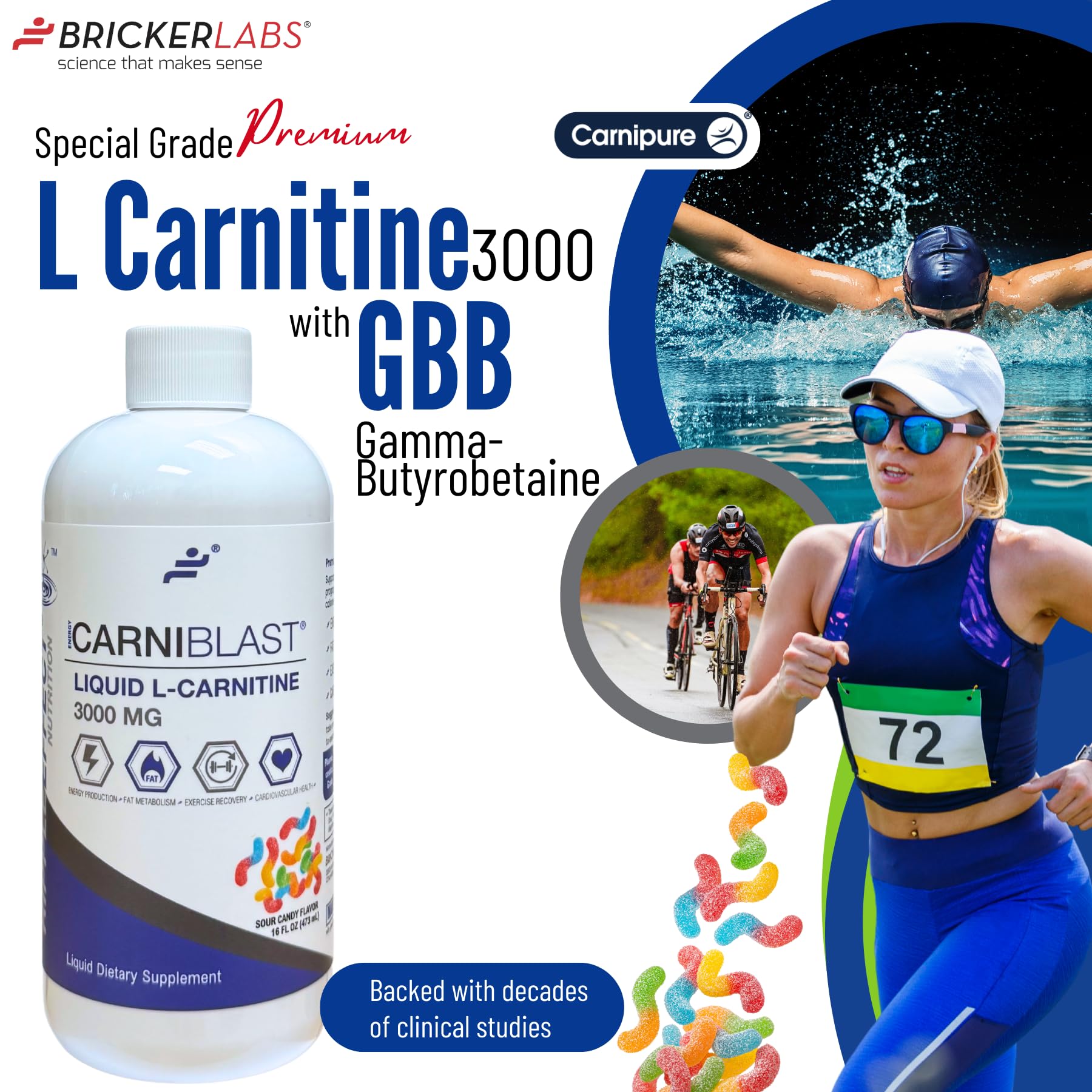 Amazon.com: Bricker Labs CARNIBLAST Liquid L-Carnitine 3000mg with  Carnipure & GBB – Energy, Stamina & Endurance Support, Pre- & Post-Workout,  Sour Fruit Flavor, 16 FL Oz : Health & Household