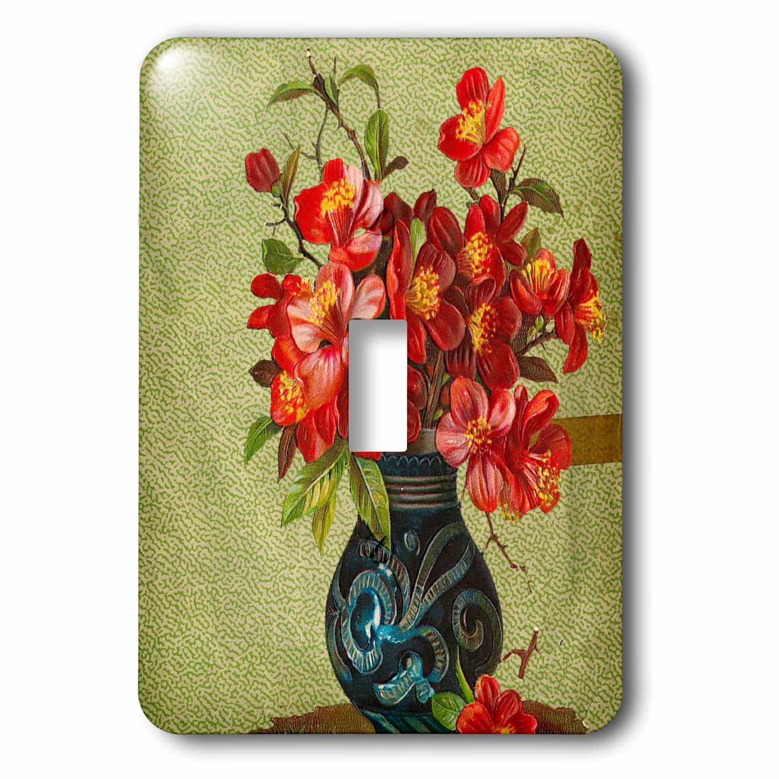 Fleurs rouges dans un vase bleu Vintage plaque interrupteur à bascule lsp_222919_1