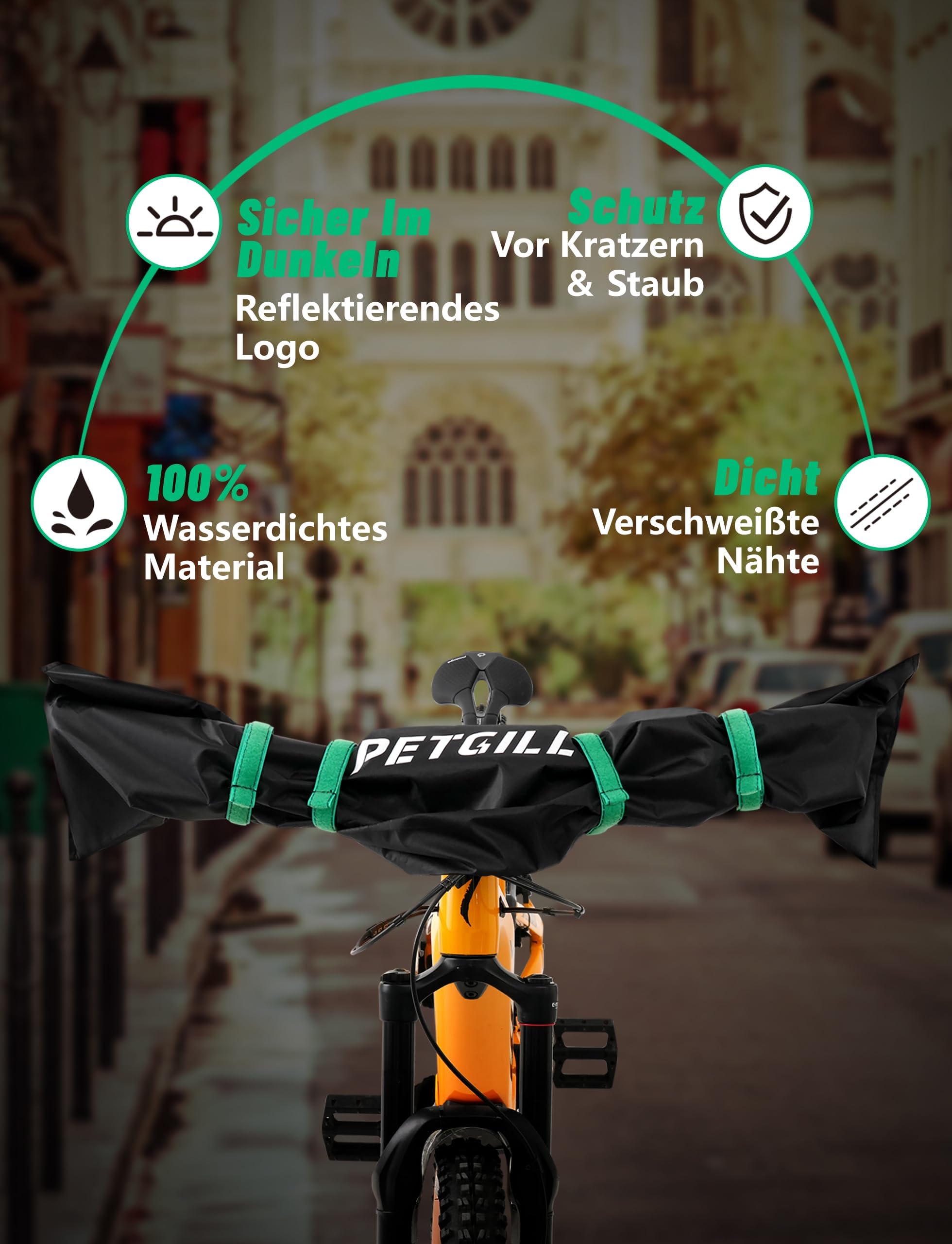 2er Pack Lenkerschutzhülle E-Bike & Fahrrad, 420D Wasserdichte Fahrradabdeckung, Transportschutz für Fahrradträger, Regenschutz Zubehör für Lenker & Display (z.B. Bosch), Reißfestes Cover