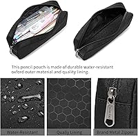 Vista 3 de Della Gao Small Pencil Case Large Capacity Pencil Pouch Marker Pen Bag Coin Pouch Office Stationery Organizer (Balck)