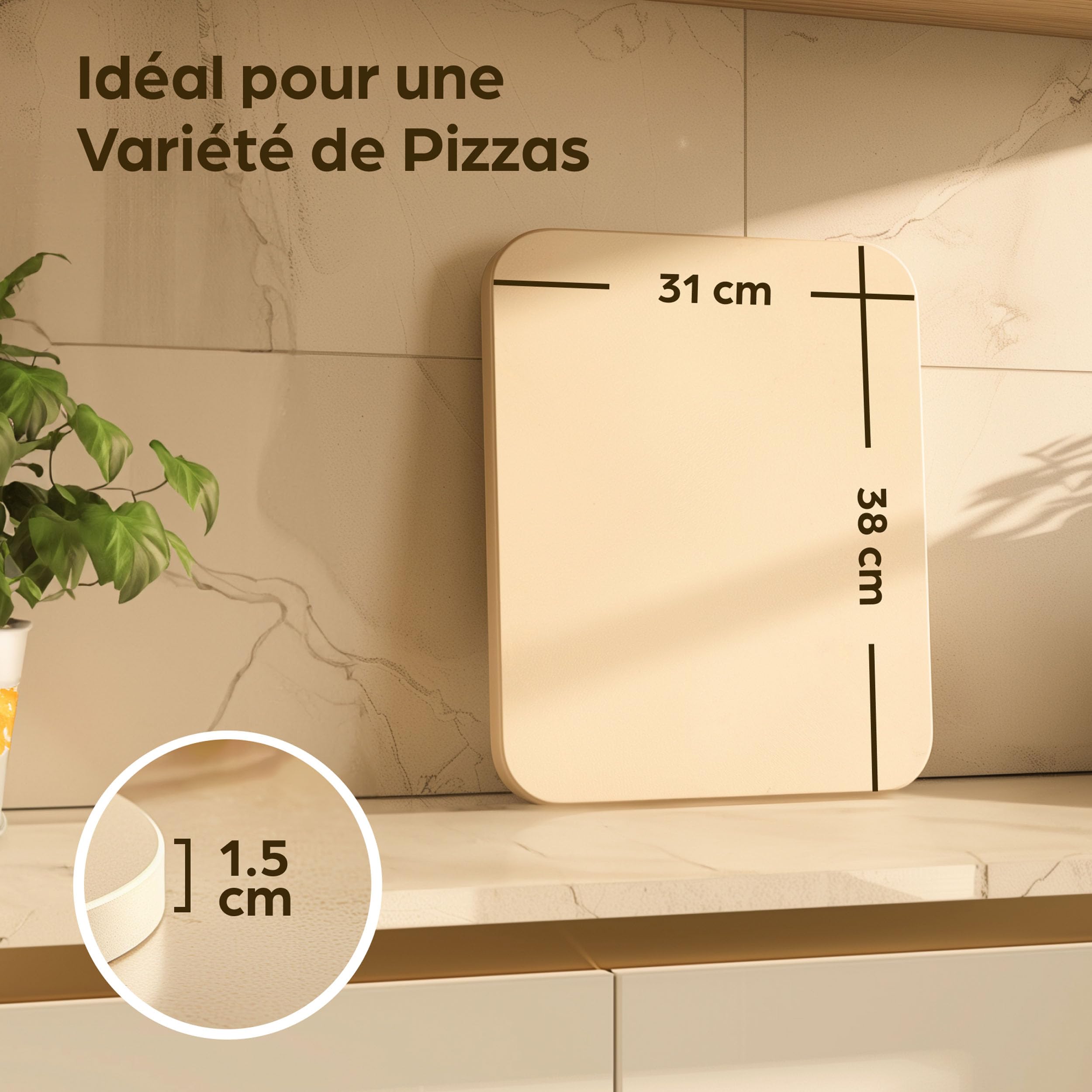 Praknu Pierre a Pizza pour Four et Barbecue - Rectangulaire 38x 30cm - Pierre Pizza en Cordiérite à Four et Barbecue - Pour Pizzas Croustillantes
