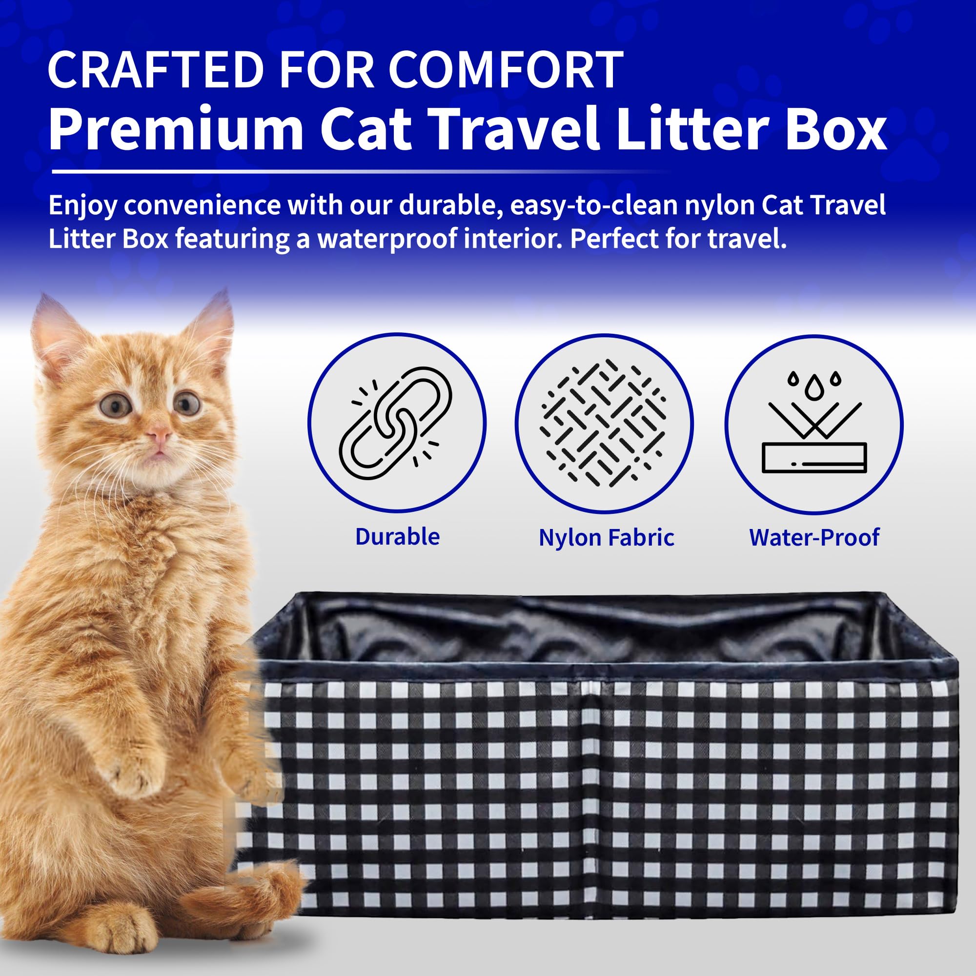Pet Fit For Life Faltbare Katzentoilette – 40,6x30,5x12,7 Cm, Wasserdicht, Inkl. Faltbarem Napf