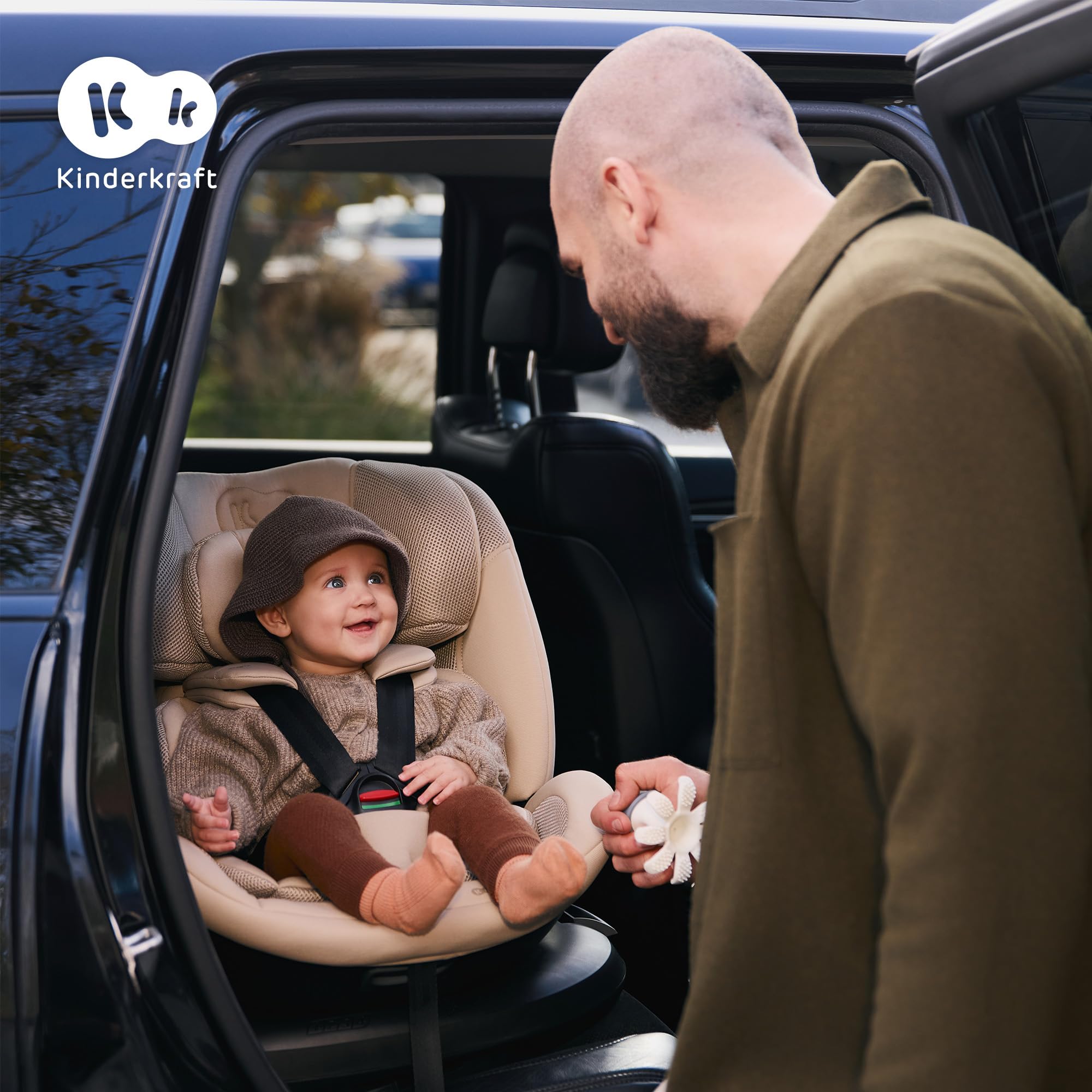 Kinderkraft XPEDITION 3 I-Size 40-150 cm, Silla coche bebé, para niños, Asiento giratorio 360º, Isofix base, Ajuste de la reclinación del respaldo, Protección lateral, Grupo 0+/1/2/3, 0-36 kg, Negro