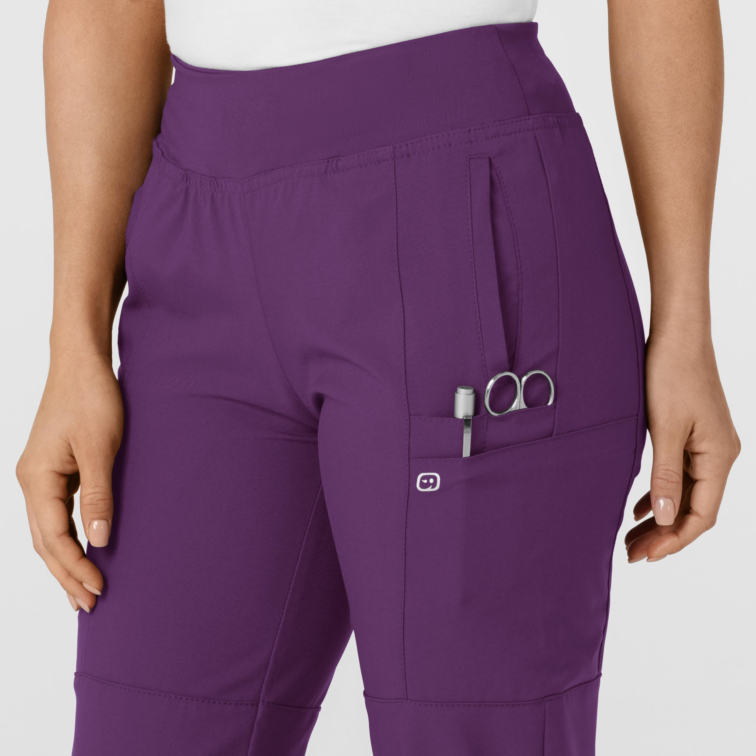 Women's Comfort Waist Cargo Jogger Scrub Pant, Eggplant, 3X