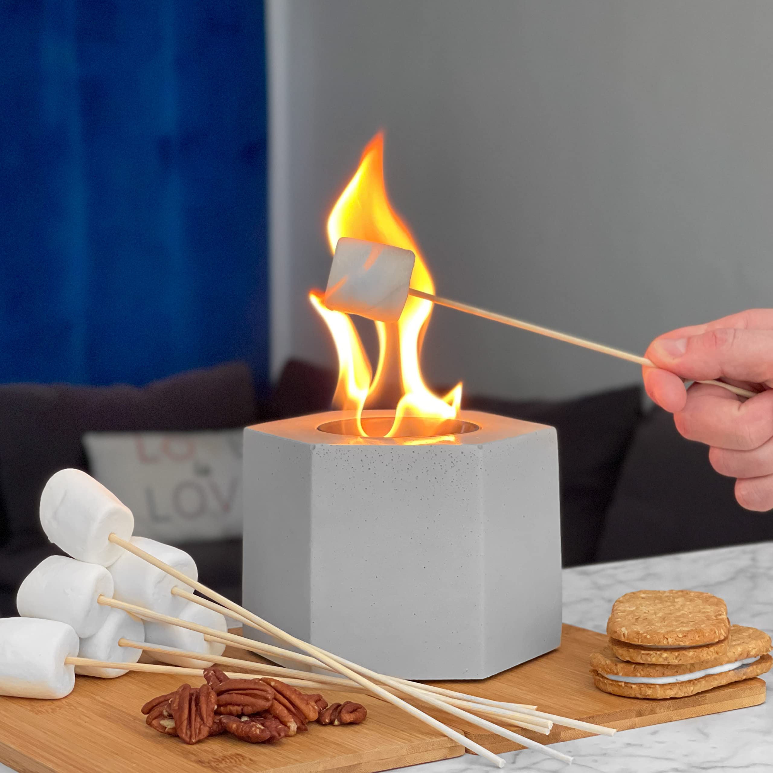 Tabletop Fire Pit Concrete, Rubbing Alcohol Indoor Fire Bowl, Mini