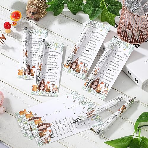 Miniatura 5 de Dinifee Juego de 36 bolígrafos con diseño de animales del bosque para baby shower, incluye 36 bolígrafos de papel rodante con punta de 0.039
