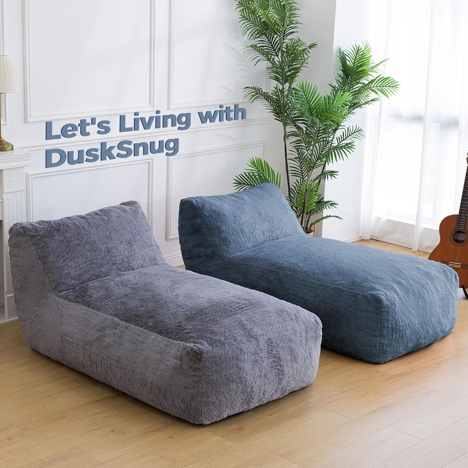 Giant Bean Bag Lounger Chair for Adults with Soft & Cozy Plush Fabric,Memory Foam Filled Beanbag Chair for Family Living Room,Bedroom and Game Room (Bluegrey) - Image 8