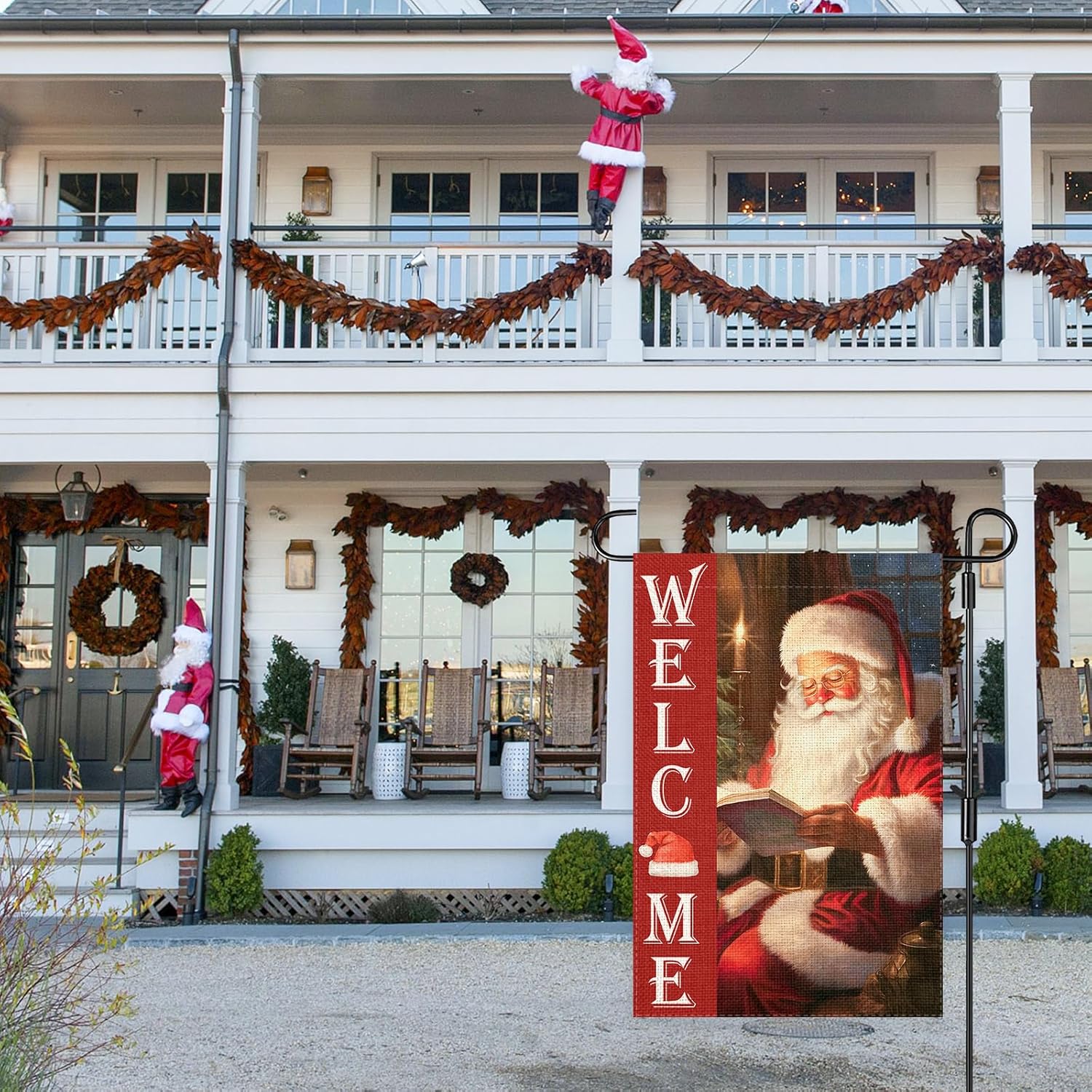 Welcome Christmas Garden Flag 12x18 Inch Double Sided Santa Claus Winter Flag Yard Lawn Garden Outdoor Festive Decor (welcome christmas) - Image 4