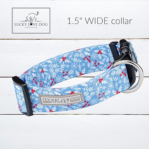 Miniatura 2 de Lucky Love Dog Collar ancho  Collar perfecto para perros con cabezas y cuellos más grandes  Collar ancho de invierno para perros grandes  azul