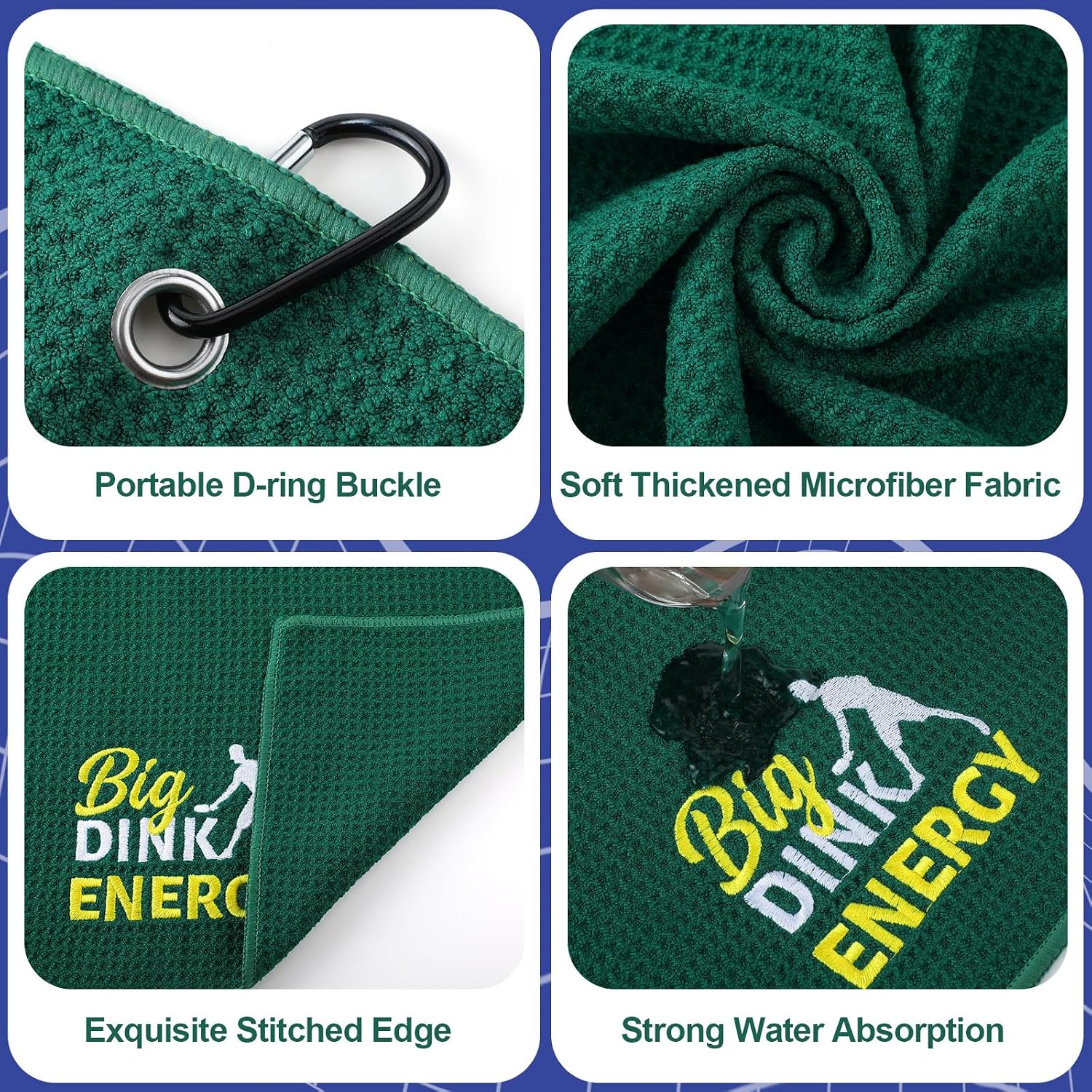 Hosuly 4 Pcs Dinkball Towel 16" x 24" Microfiber Waffle Athletic Towel with Clip Dinkball Lover Gift for Men Women Pi Day Mothers Day Party Favors(Men,Stylish)