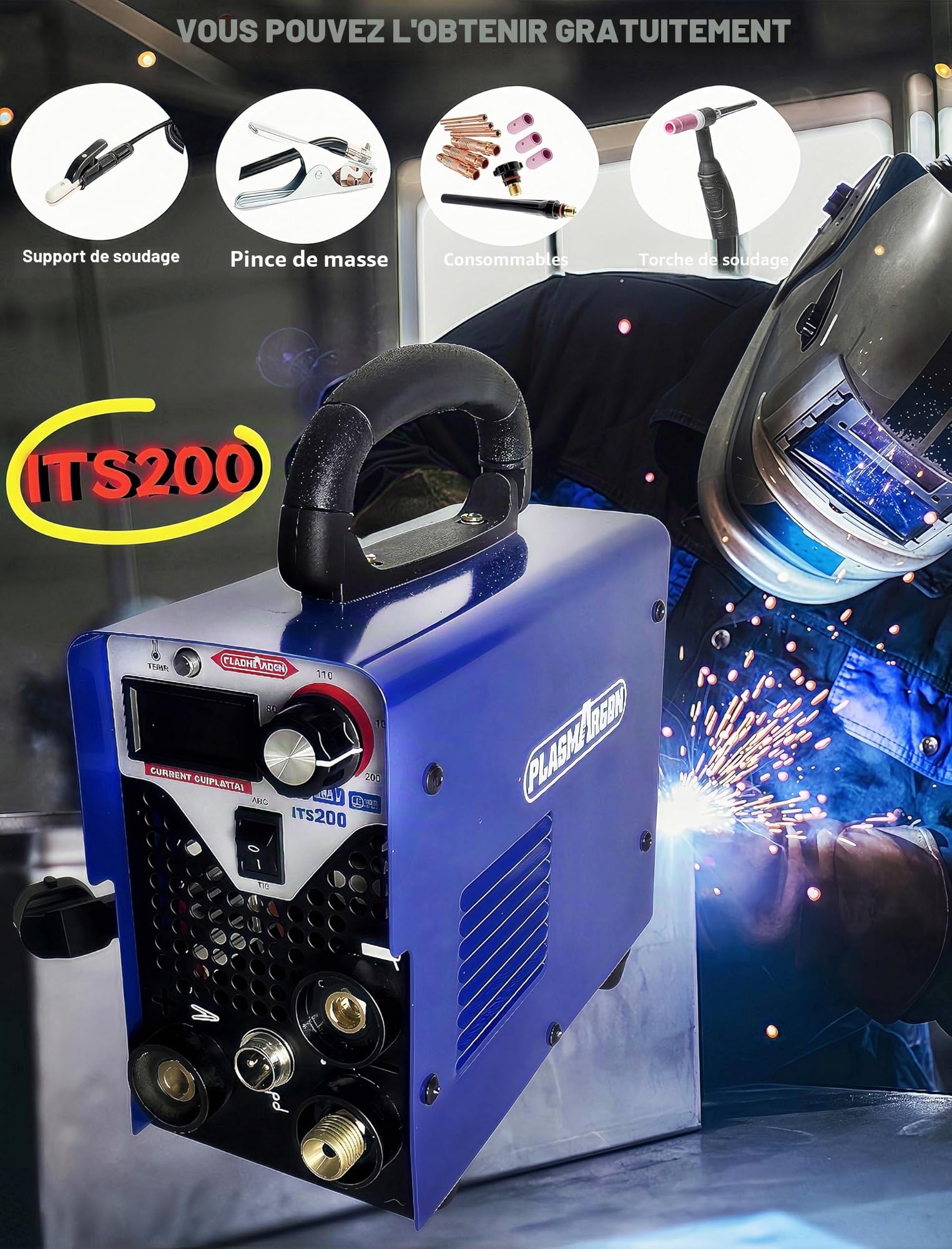 ITS-200 WIG Poste à souder 200 A et MMA 2 en 1 combiné WIG Poste à souder DC TIG Machine à souder pour soudage de l'acier, acier inoxydable