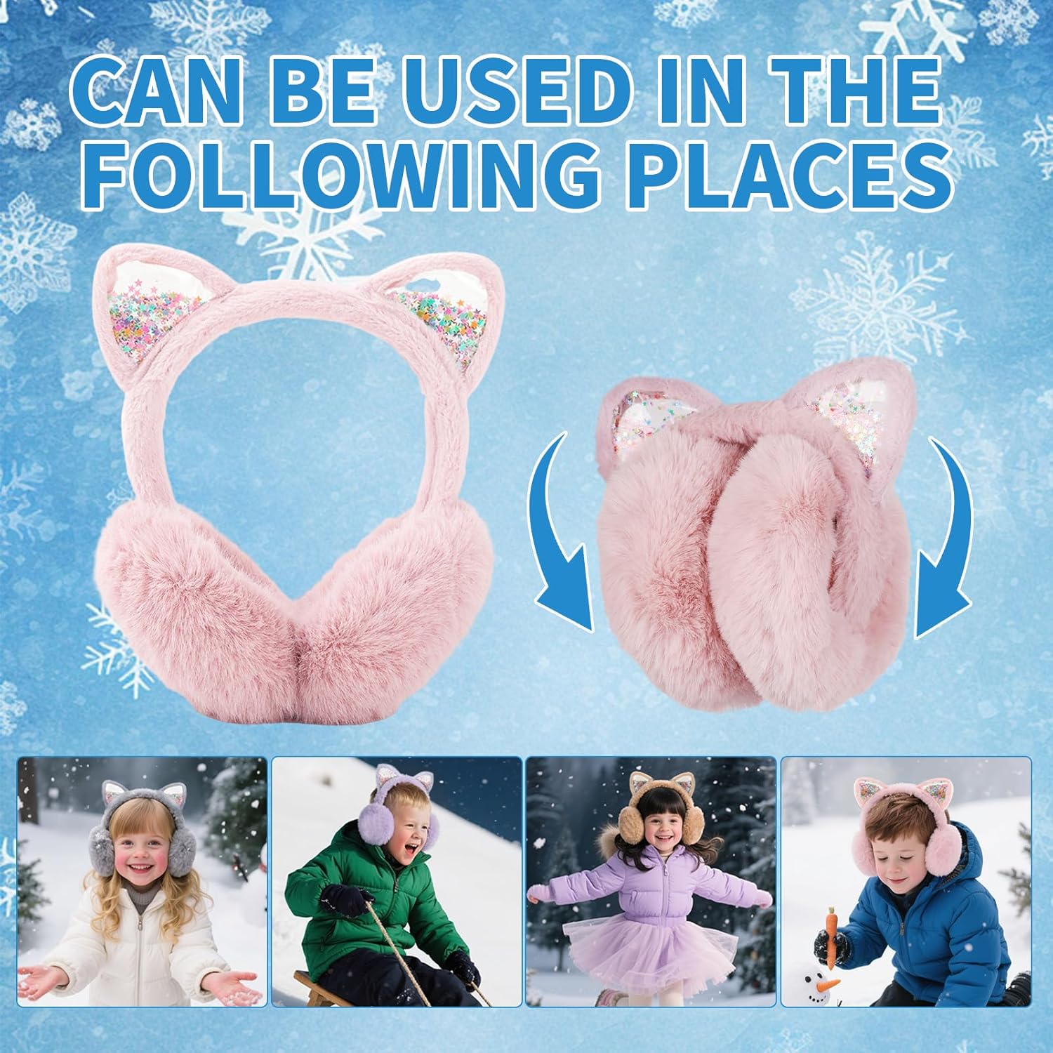 Cute Animal Ear Muffs Winter Warm Fluffy Cat Ear Earmuffs Cozy Ear Warmers for Girls Boys Kids Children Outdoor - Image 4