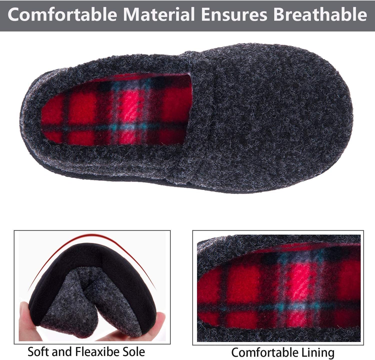 festooning Kids Boys Comfy Warm Indoor House Slippers Fleece Memory Foam Shoes - Image 3