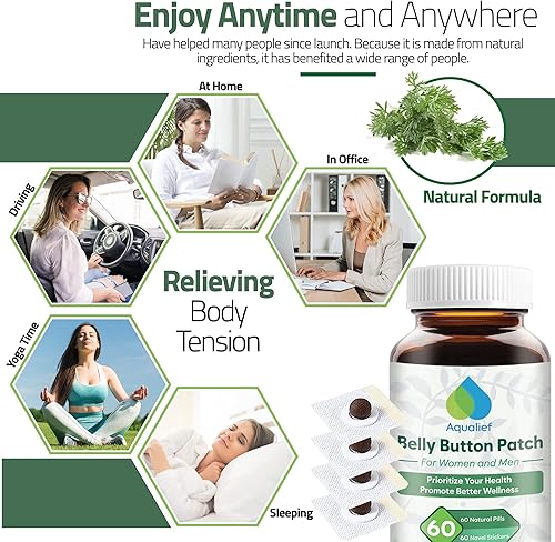 Miniatura 5 de Mugwort - Parche de botón para el vientre, efectivo, 60 calcomanías naturales para el ombligo de artemisa para hombres y mujeres, fácil de usar,