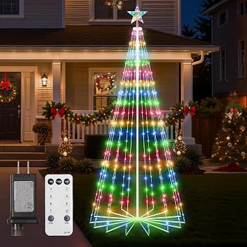 Christmas Cone Tree Light, 7ft 295LED Light Show Tree with 8 Modes & Remote