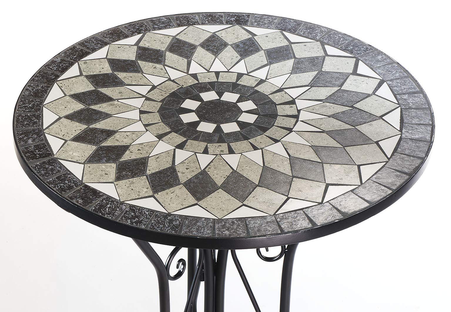 Kobolo Sitzgruppe Gartenmöbel MOSAIK - 1 Tisch - 2 Stühle - Metall - Mosaik grau