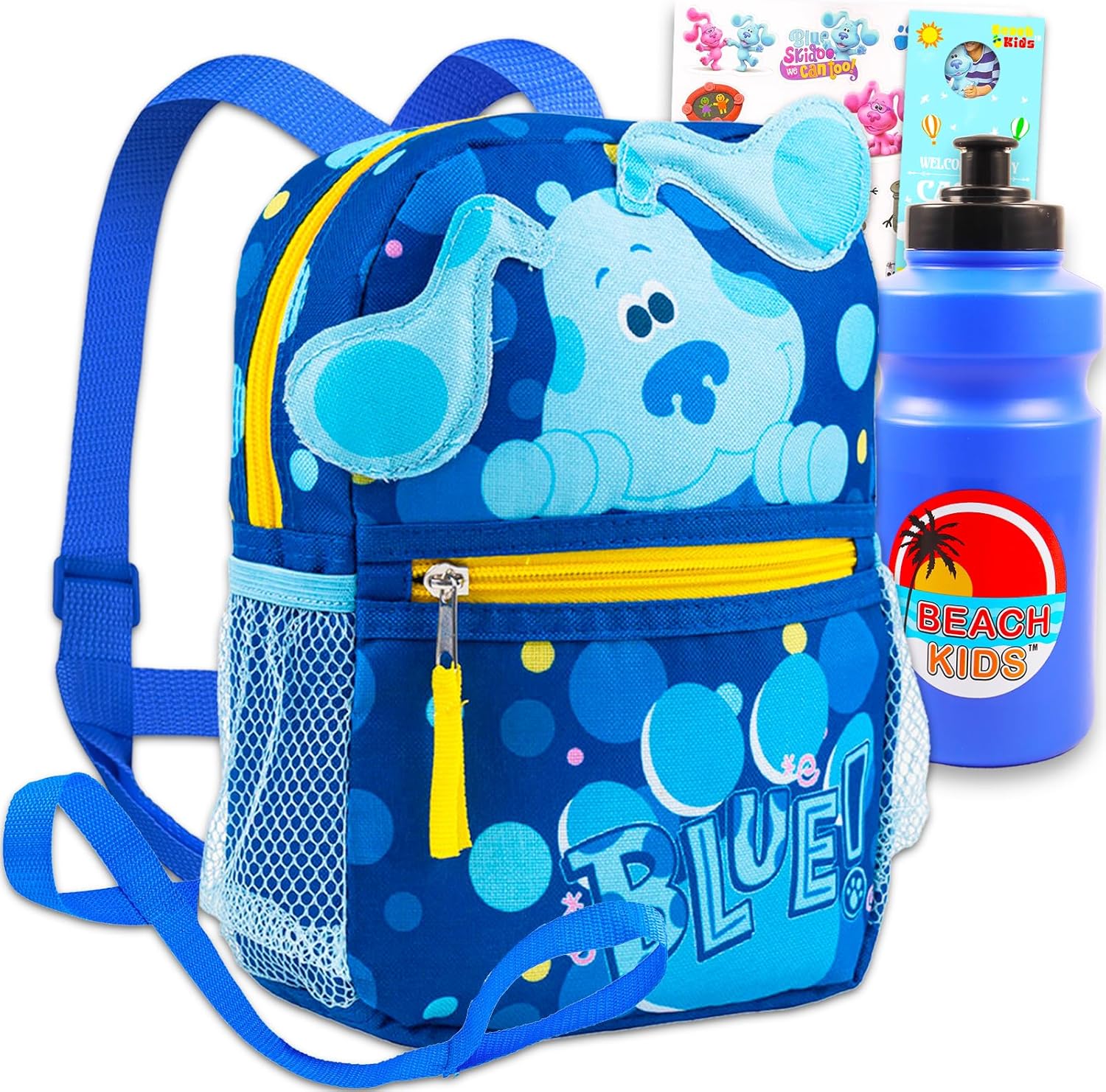 Blue's Clues 10" Harness Backpack for Toddlers - Boys Backpack for Kids Bundle with Water Bottle, Stickers, More | Blue's Clues Toddler Leash Bag