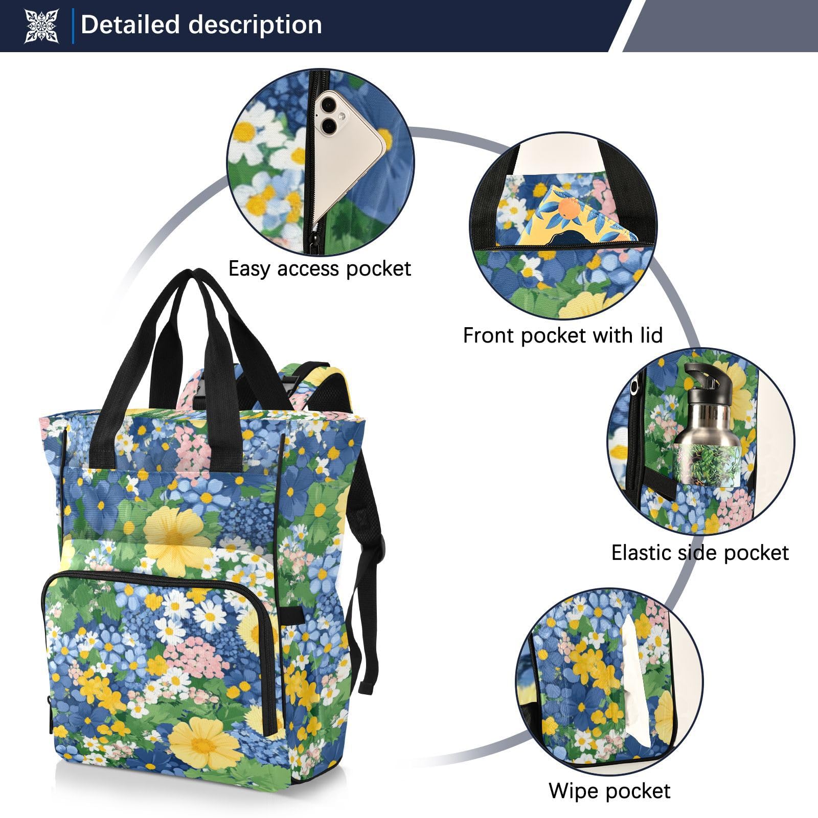 Zaino da viaggio per neonata/ragazzo bellezza fiori primaverili