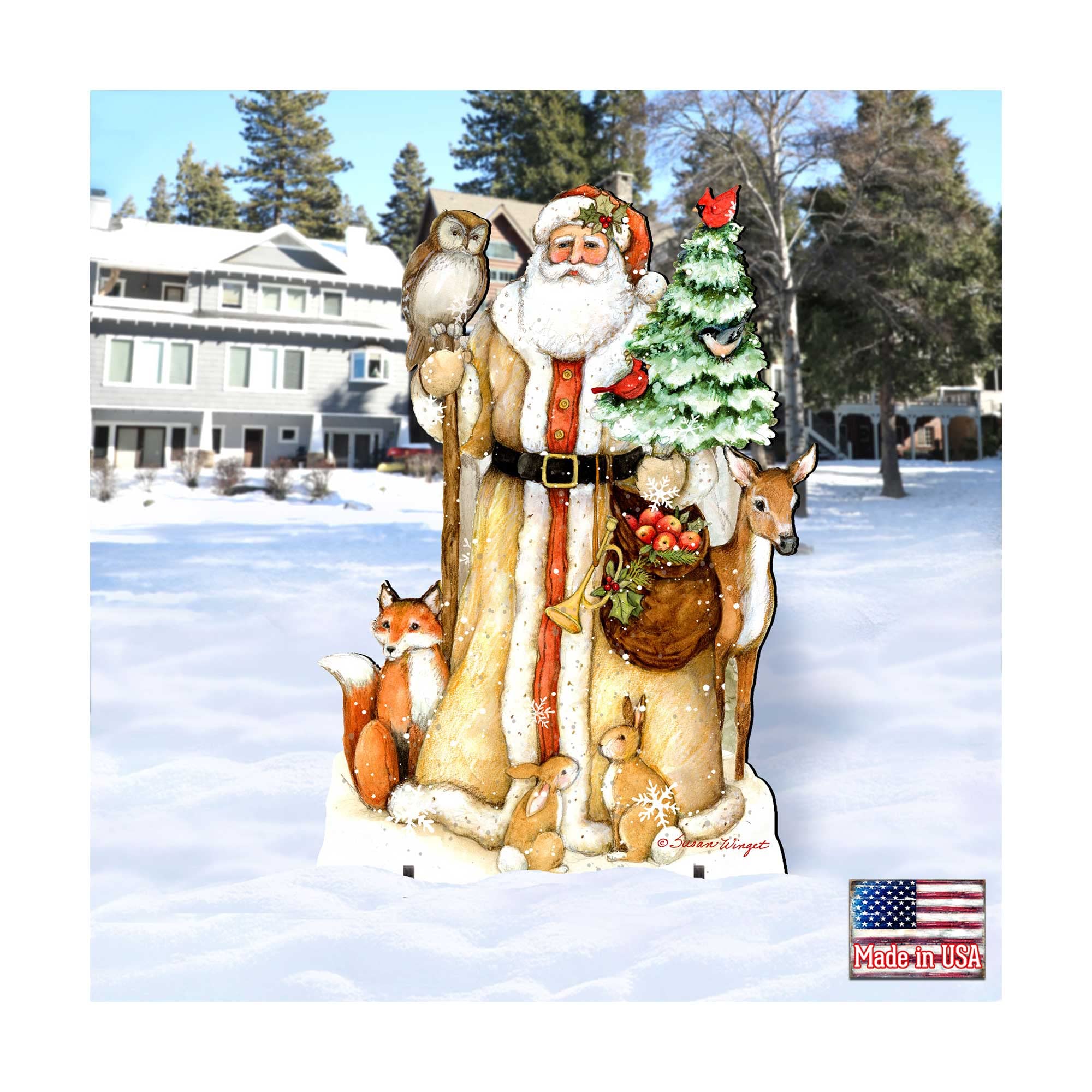 Ivory Santa Outdoor, Wall and Lawn Decor art by Susan Winget Large Yard Decoration 8471106F-SW - Designocracy